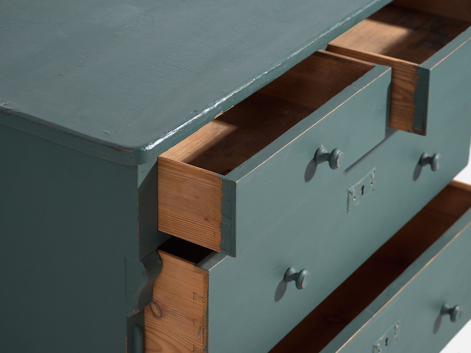 Antique Painted Pine Chest Of Drawers – Rustic European Green Dresser – Circa 1900 #4 photo 1407.0