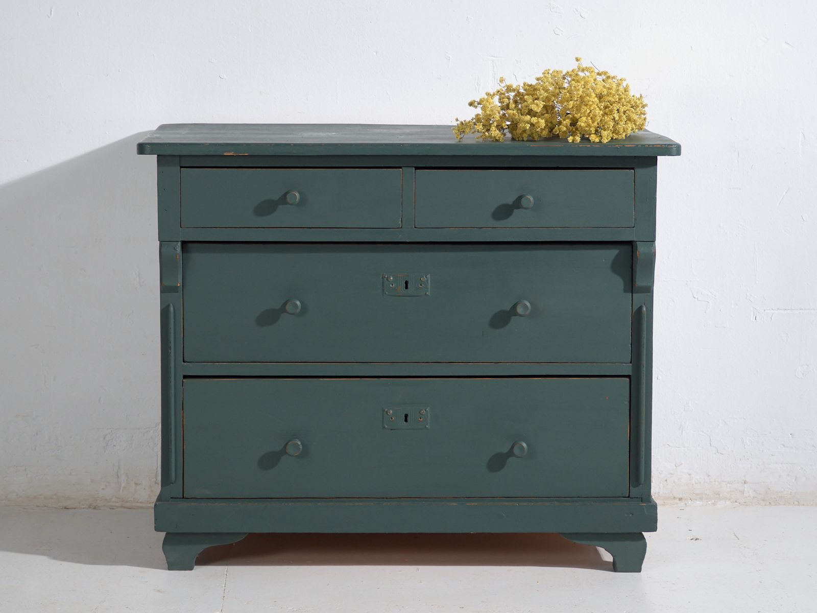 photo for sale Antique Painted Pine Chest Of Drawers – Rustic European Green Dresser – Circa 1900 #4