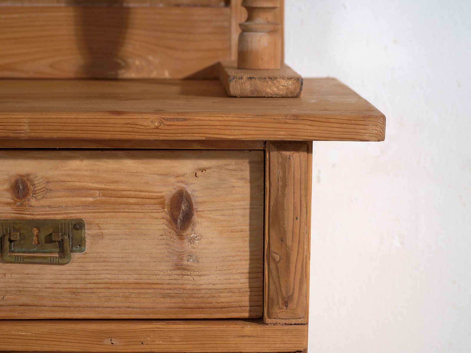 Antique Pine Kitchen Dresser – Rustic European Cupboard With Shelves – Circa 1940 photo vinterior