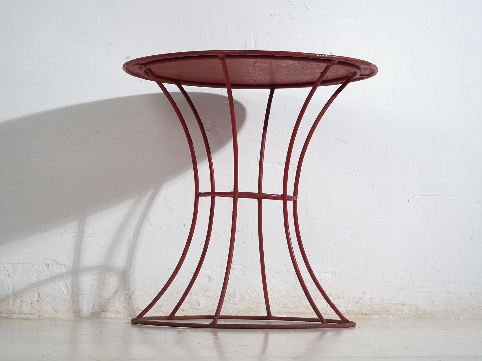 Antique Painted Metal Table – Round Industrial European Table – Circa 1920 photo furniture