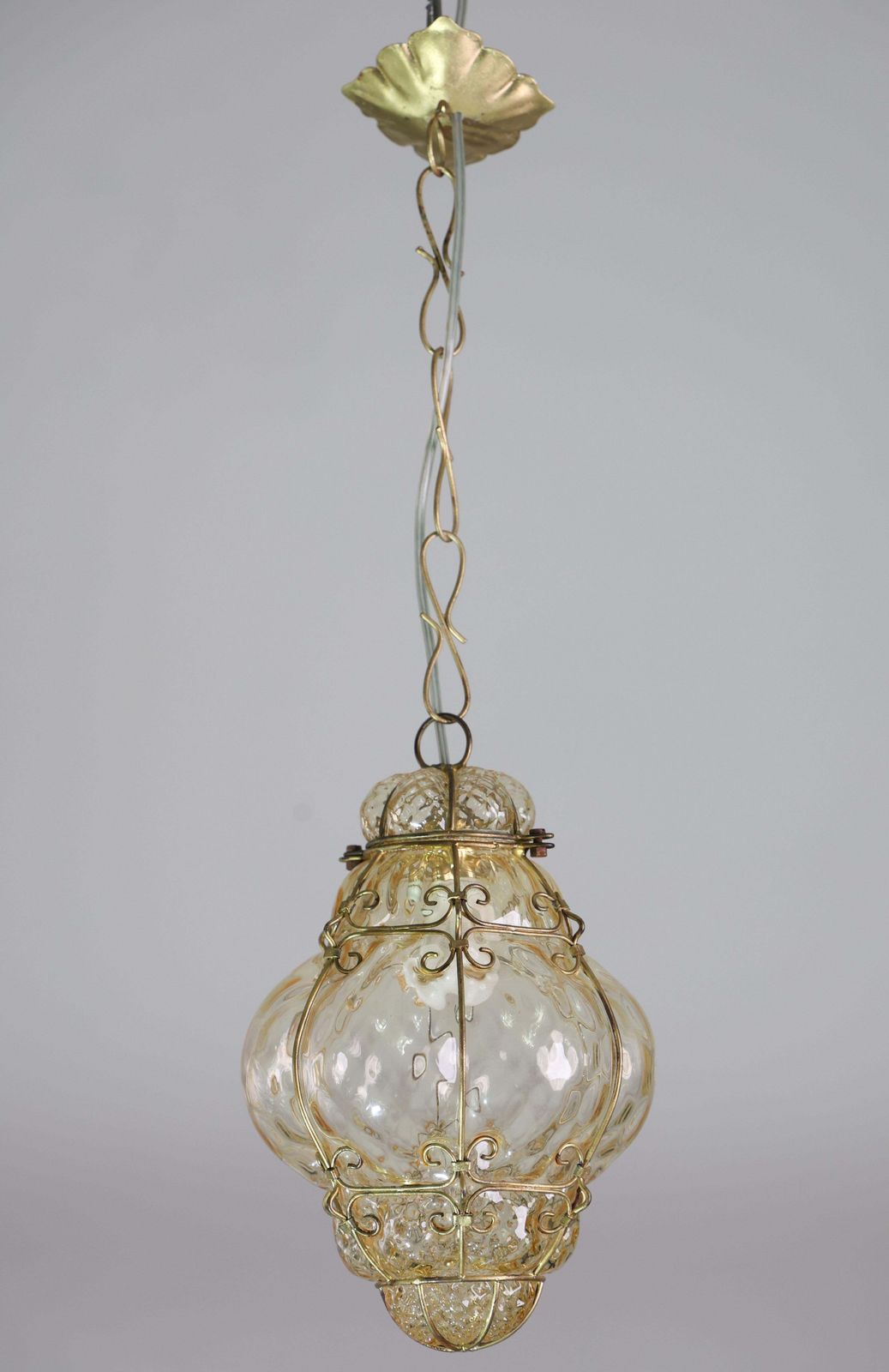 Set Of 2 Wonderful Amber Vintage Venetian Lantern, Murano Glass, Italy, 1950s photo furniture