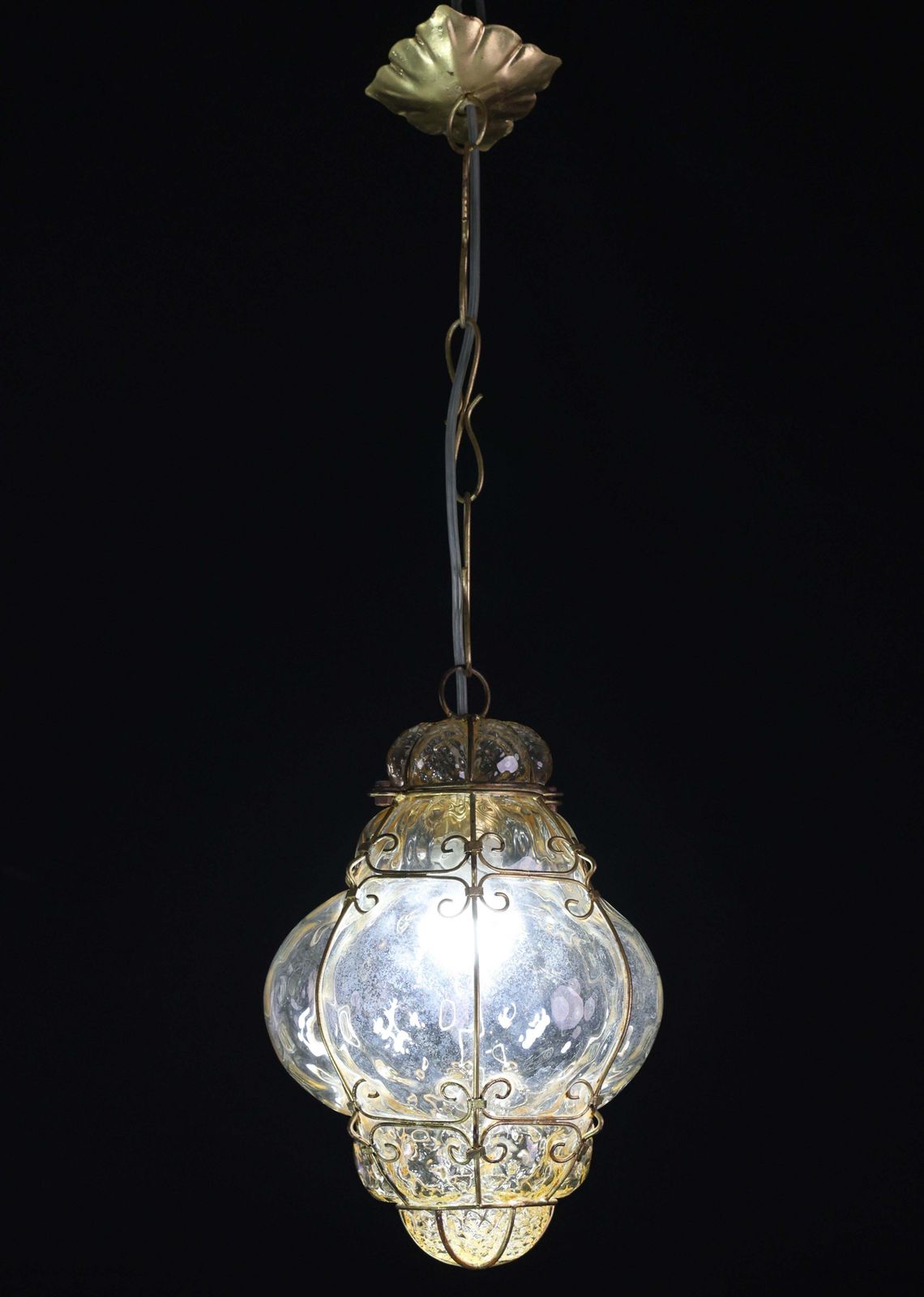 Set Of 2 Wonderful Amber Vintage Venetian Lantern, Murano Glass, Italy, 1950s photo 3165.0