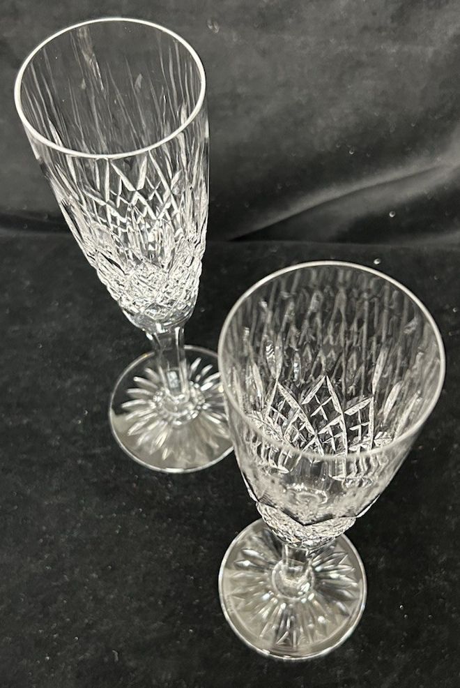 Stuart Crystal  Shaftesbury  Pair Champagne Flutes Glasses 21cm photo 75.0
