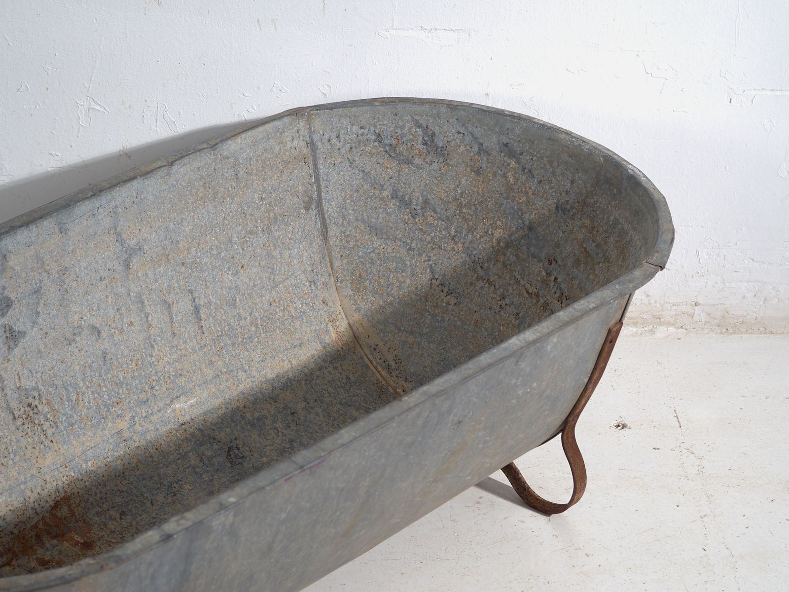 Antique Galvanized Zinc Bathtub – European Industrial Tub – Circa 1900 #6 photo for sale