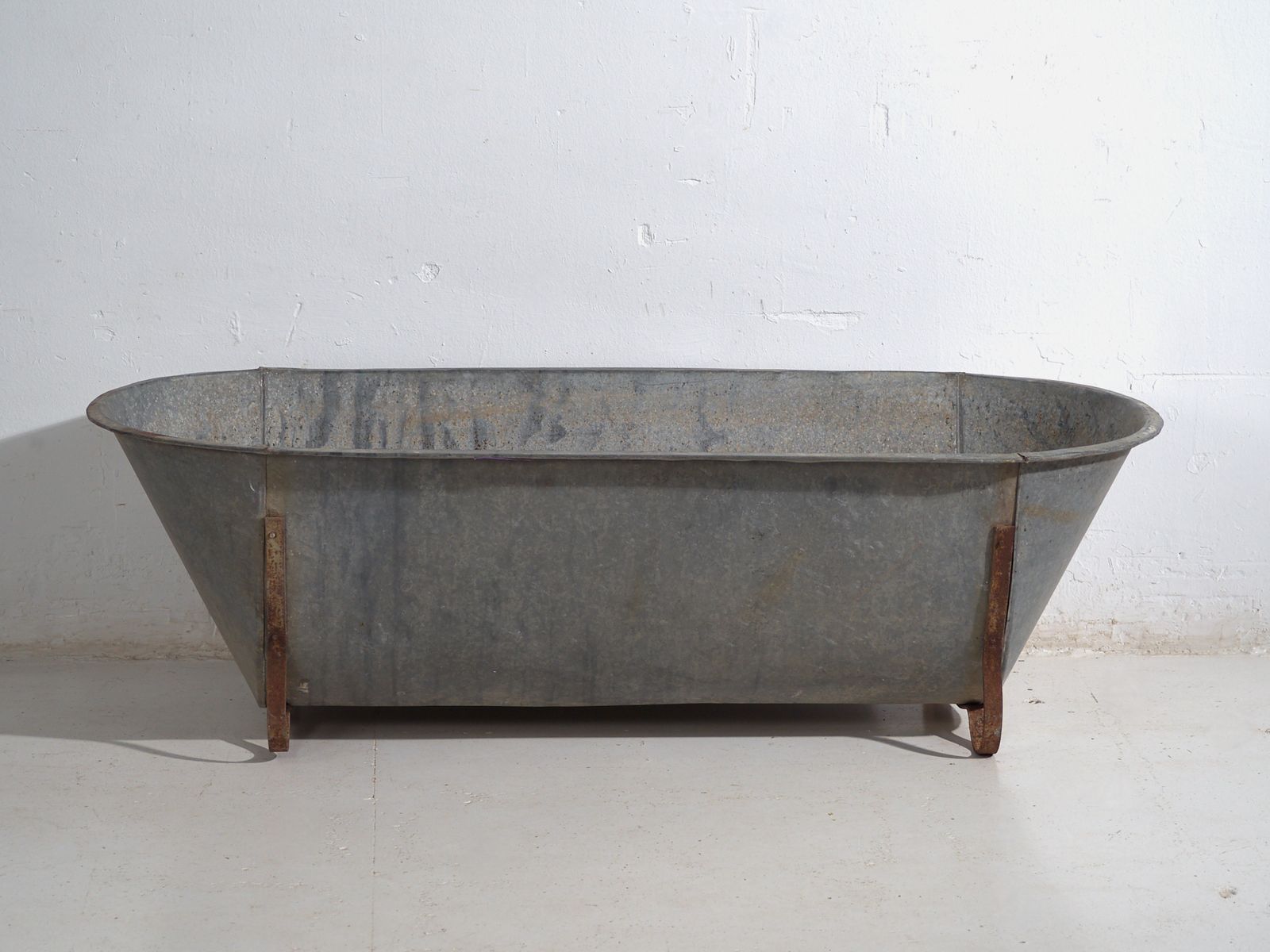 Antique Galvanized Zinc Bathtub – European Industrial Tub – Circa 1900 #6 photo Garden Decor