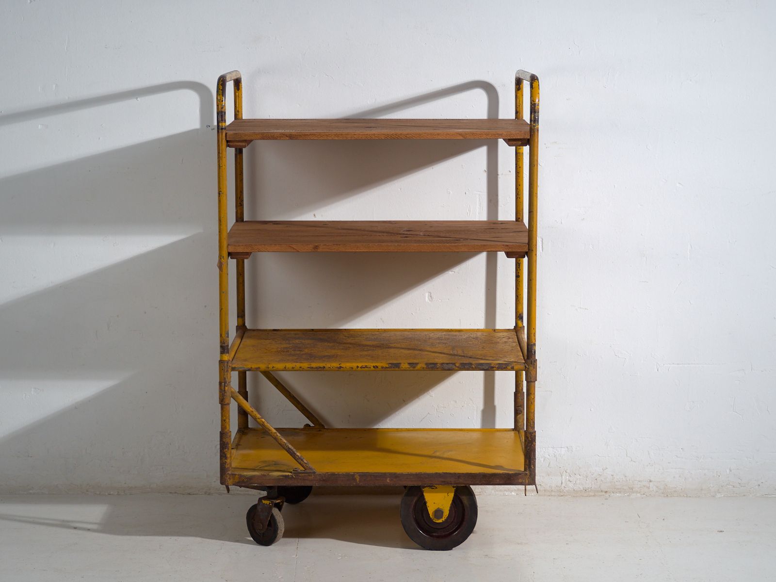 Industrial Yellow Metal Cart – Factory Trolley Europe – Circa 1950 photo Furniture