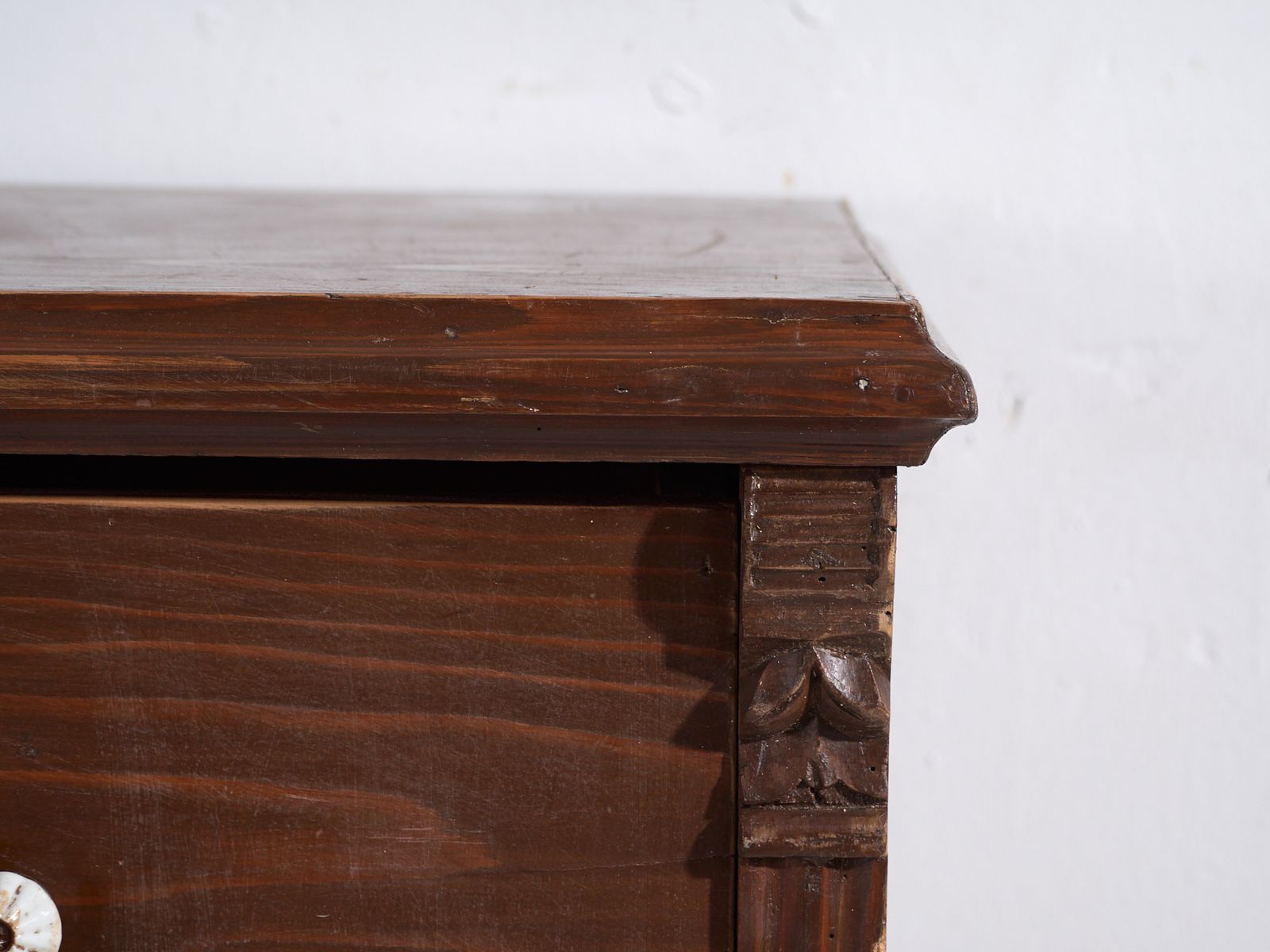 Antique Solid Pine Chest Of Drawers – Rustic European Dresser With Ceramic Knobs – Circa 1900 photo buy