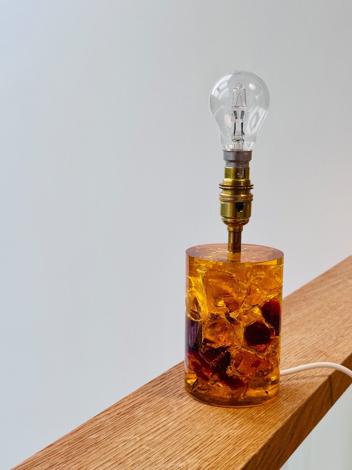 1960’s Amber Shattaline Lamp, Rewired & Pat Tested (Shade Not Included) photo vinterior