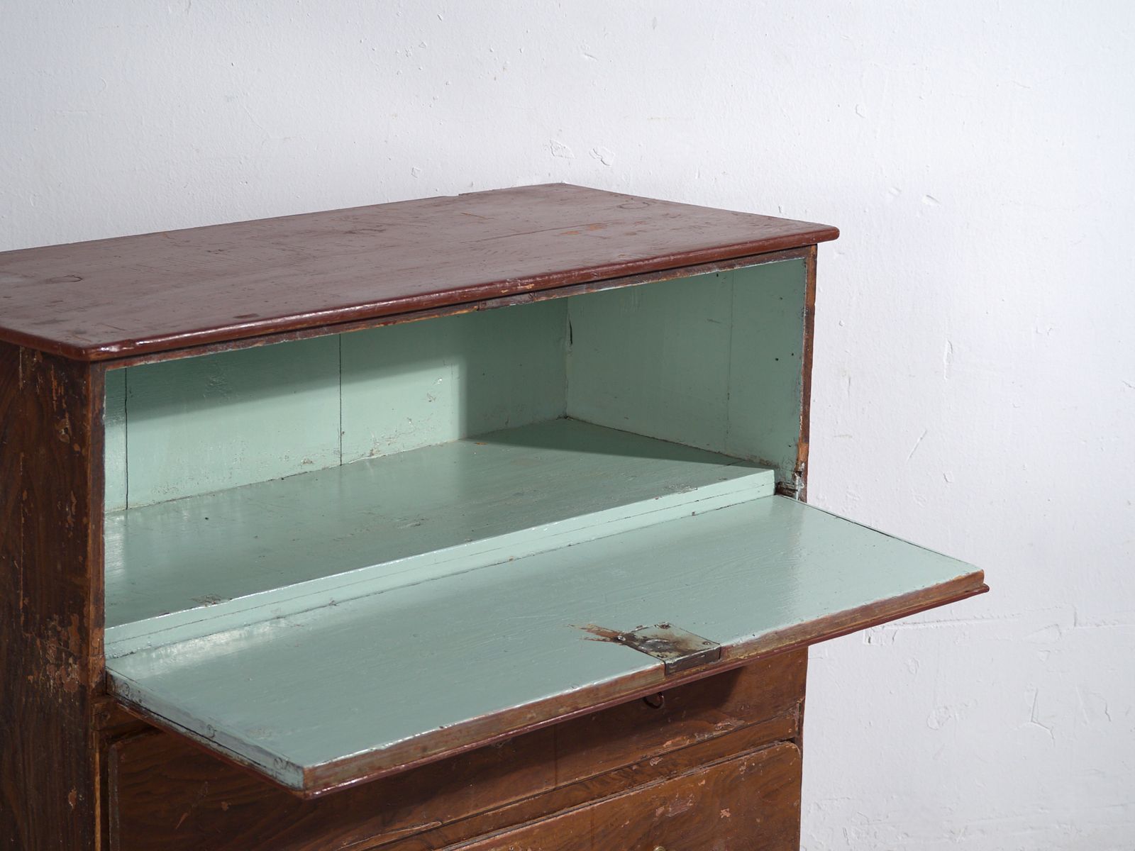 Antique Pine Bureau Chest – Rustic European Drop Front Secretary Dresser – Circa 1900 photo vintage