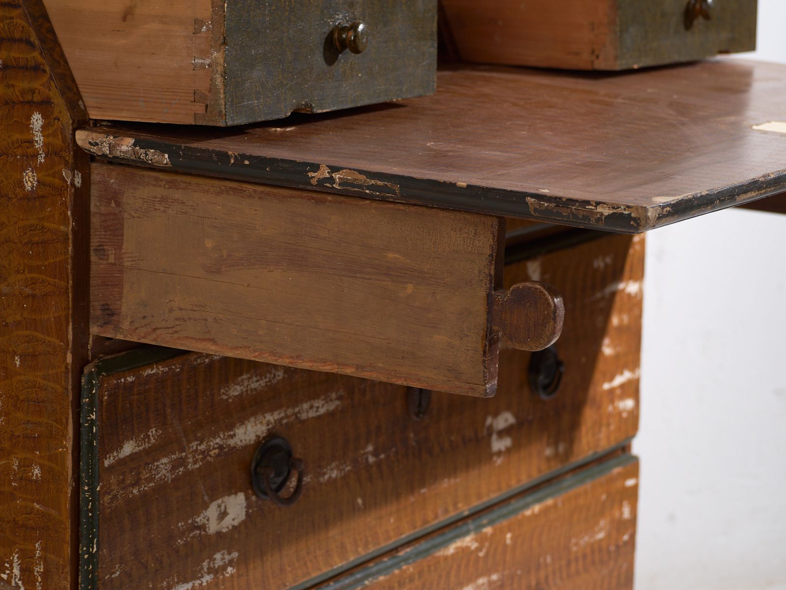 Antique Swedish Painted Slant Front Desk – Scandinavian Folk Bureau – Year 1783 photo vinterior