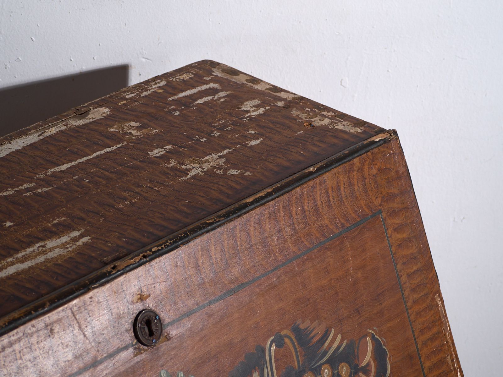 Antique Swedish Painted Slant Front Desk – Scandinavian Folk Bureau – Year 1783 photo vintage