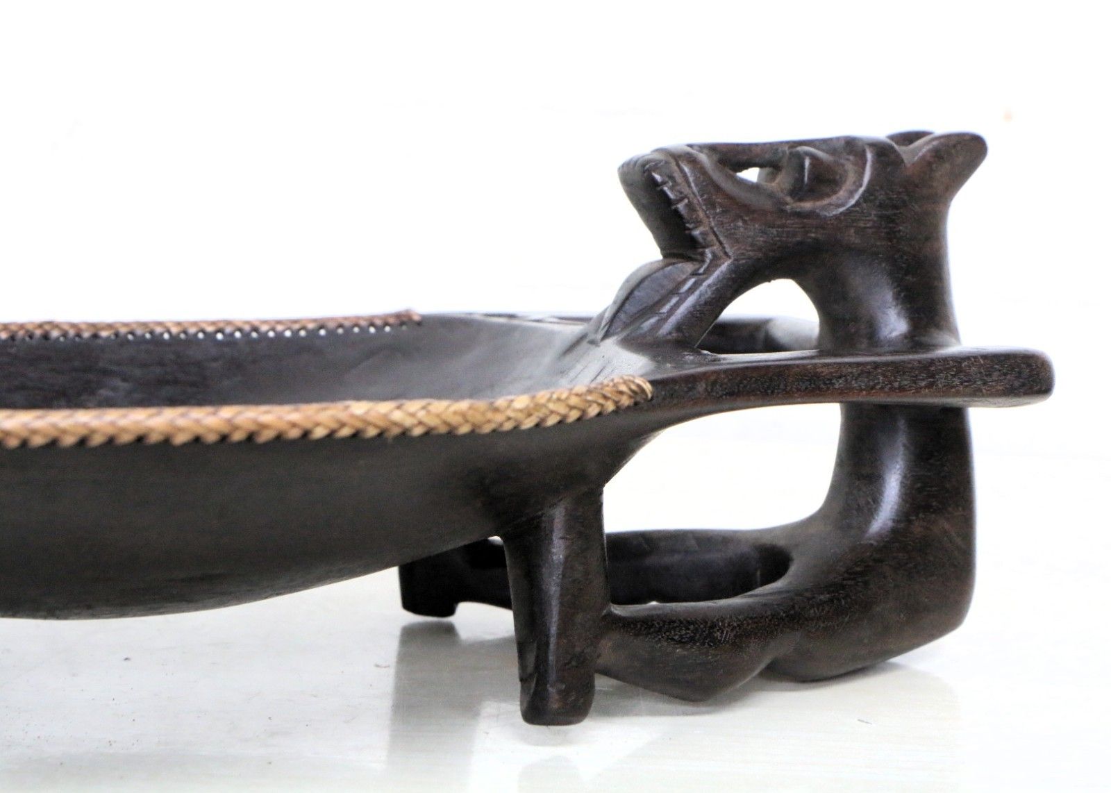 Vintage Dayak Chieftain's Wooden Bowl From The Borneo Region Hand Carved photo Home Decor