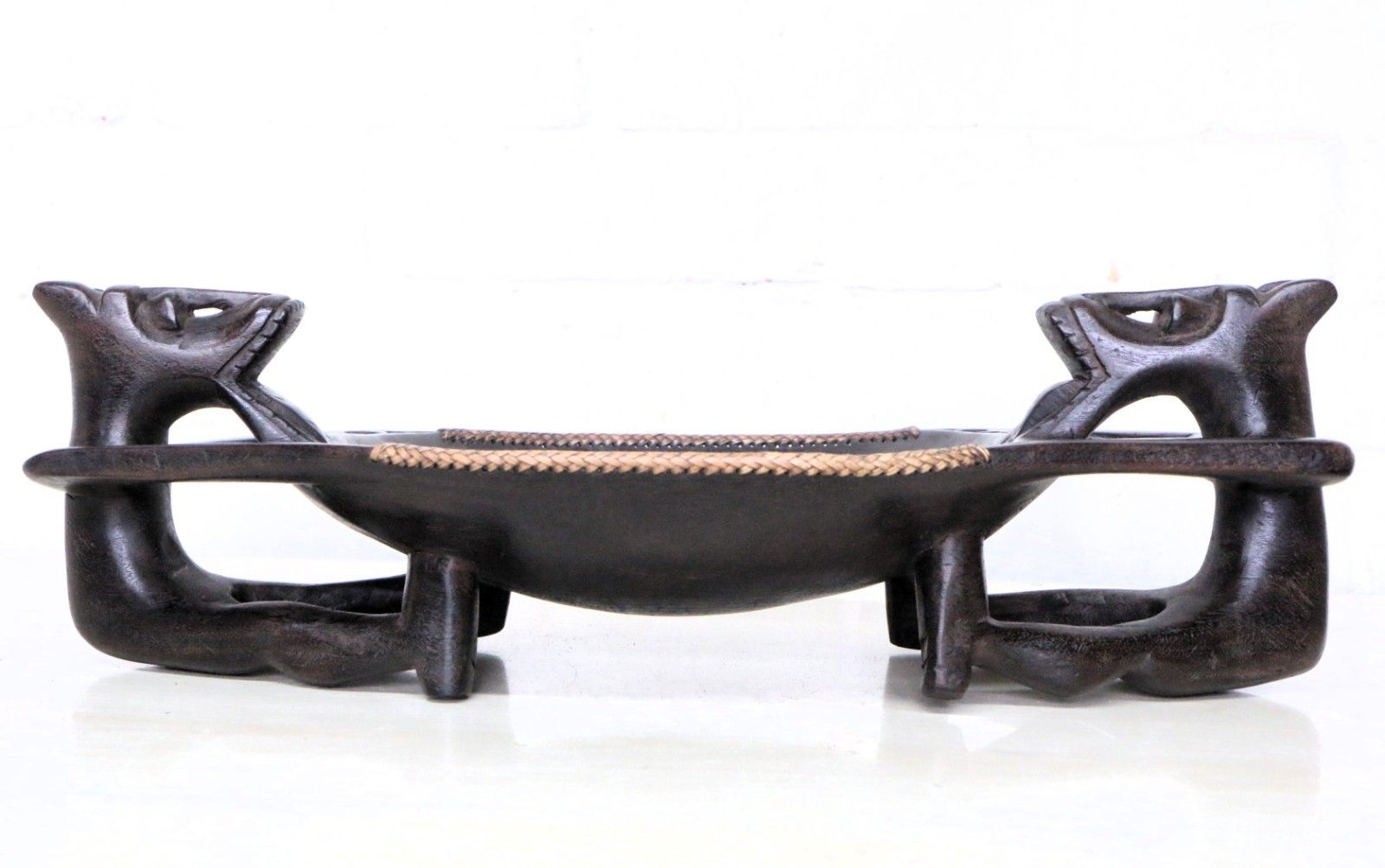 Vintage Dayak Chieftain's Wooden Bowl From The Borneo Region Hand Carved photo vinterior