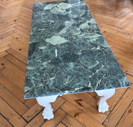 Beautiful Marble Scagliola Coffee Table With Painted Carved Base