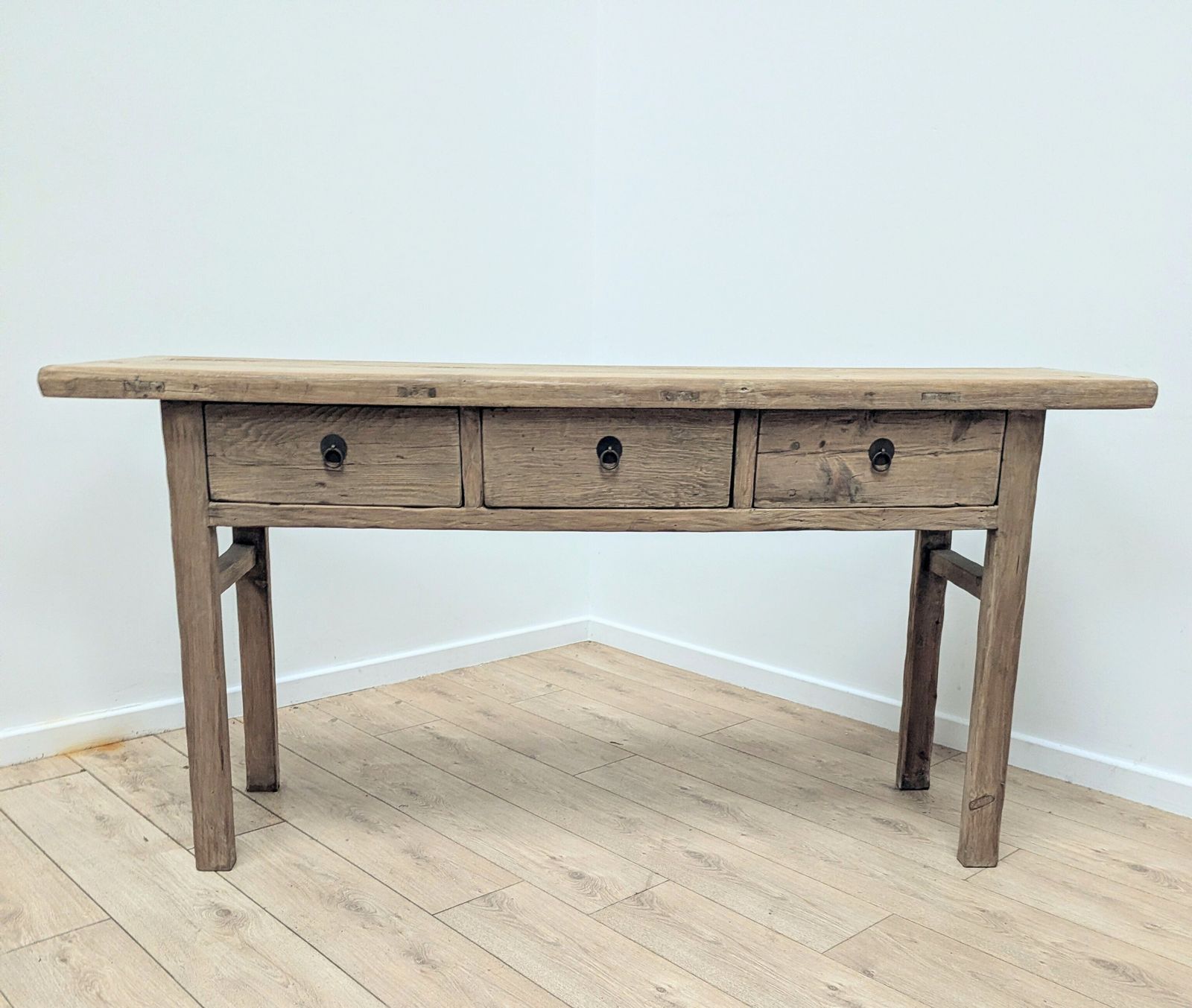 Vintage Reclaimed Elm Drawer Console Delivery Available 0286.