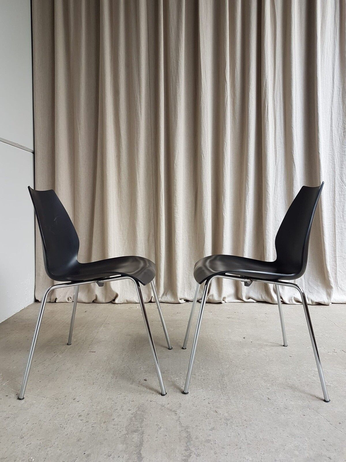 Vtg Mid Century Style Italian Chrome Set Of 2 Maul Dining Chairs By Kartell R167 photo buy