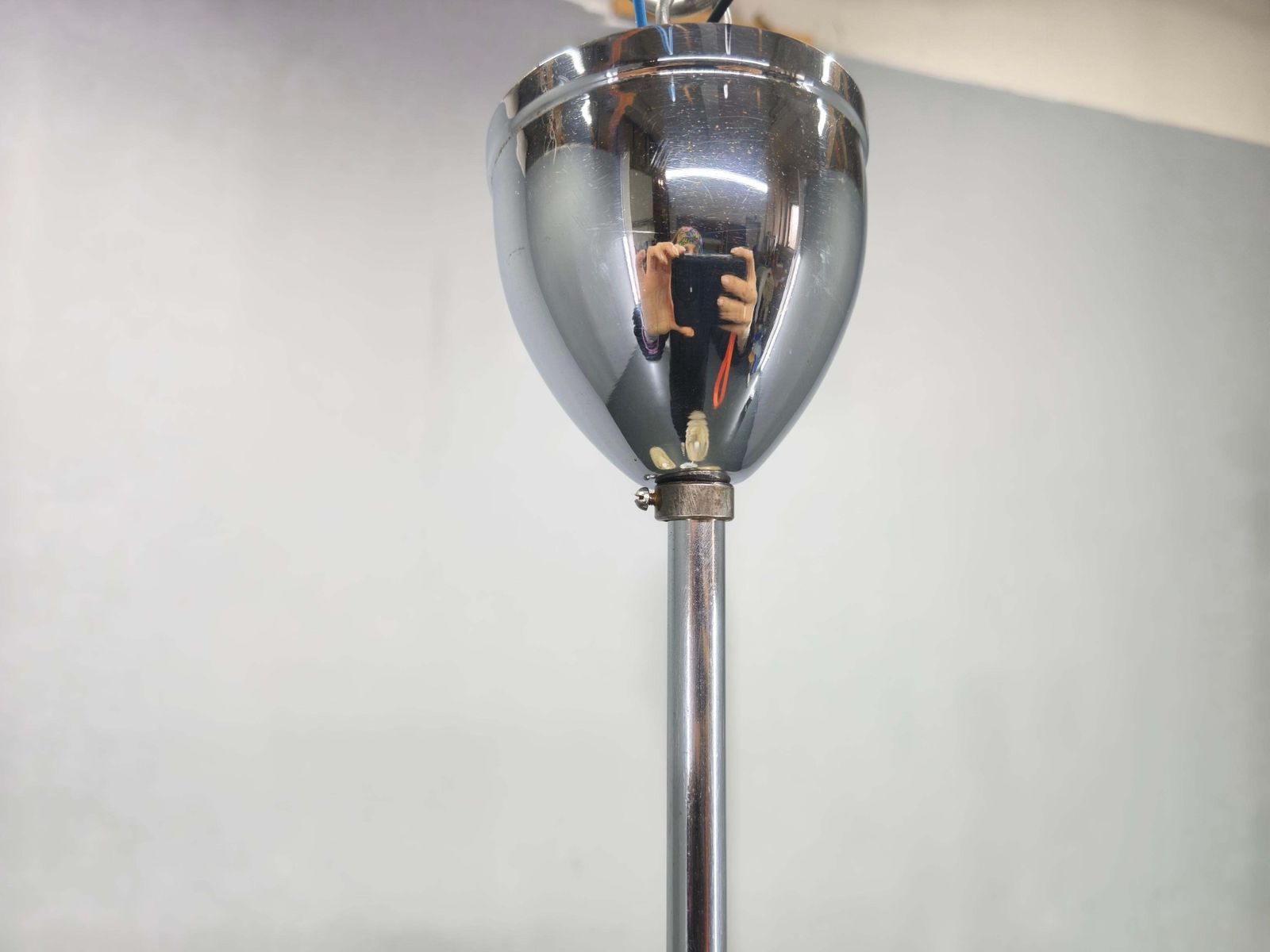 Lighting Art Deco Chandelier By Napako, Chrome & Marble Glass, 1930s photo