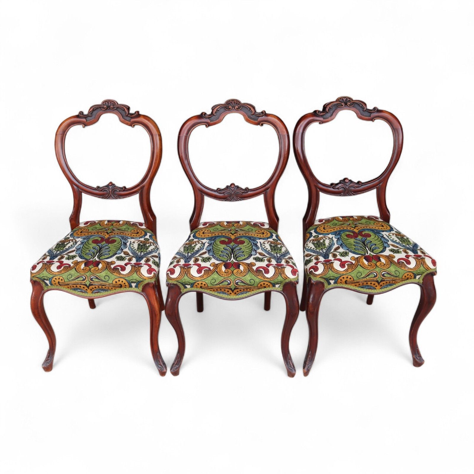 photo vinterior Set Of 6 Antique Victorian Mahogany Balloon Back Dining Chairs Cabriole Legs