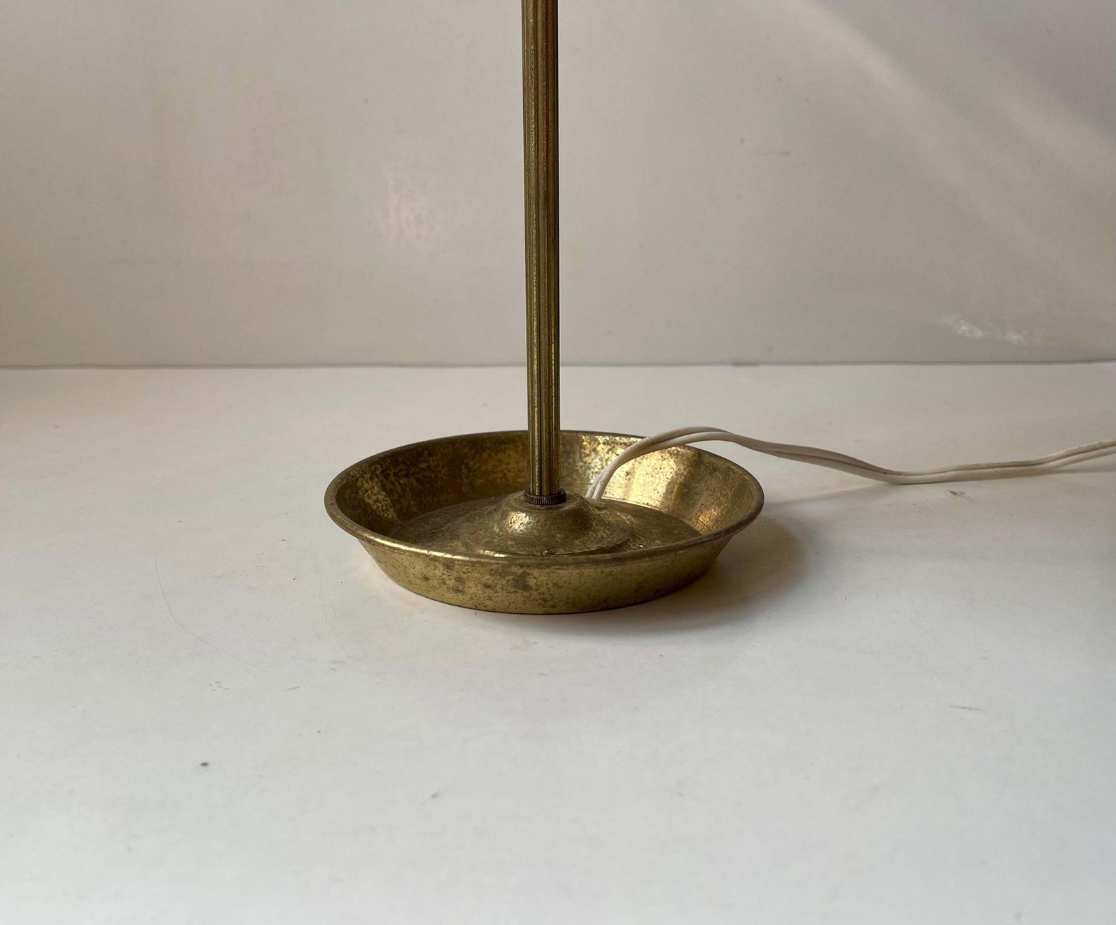 Vintage Hippie Table Lamp With Ashtray Brass Base & Wool Shade, 1970s photo buy