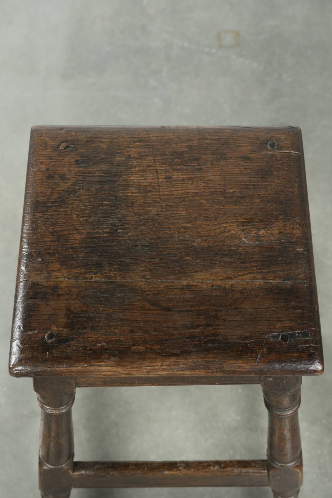 Unique Tall Antique English Oak Stool/Joint Stool From The 18th Century With A Beautiful Patina And Lovely Colors. photo 982.0