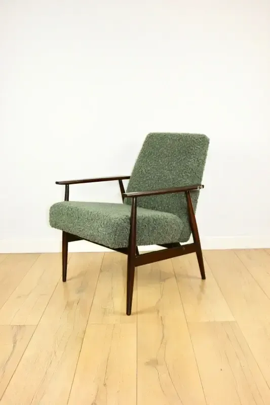 "Lis" Armchair, 1970s Green Bouclé Design By Henryk Lis   2 Pieces Available (1) photo 394.0