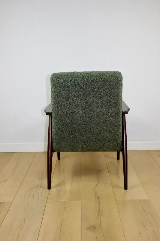 photo for sale "Lis" Armchair, 1970s Green Bouclé Design By Henryk Lis   2 Pieces Available (1)