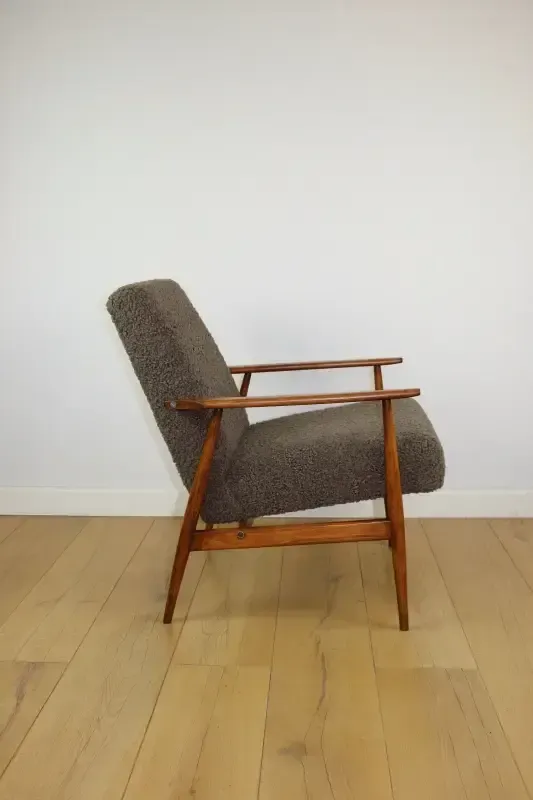 Furniture "Lis" Armchair, 1970s Brown Chocolate Boucle Design By Henryk Lis   2 Pieces Available photo