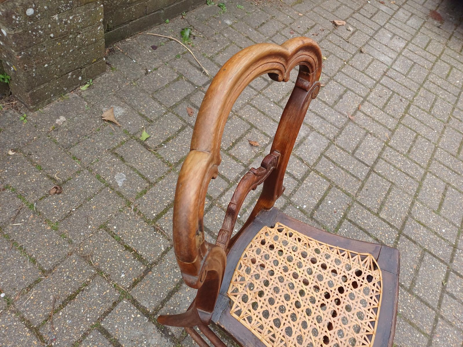 Furniture Victorian Child's Chair Cane Seat Antique Wooden Occasional Chair Turned Legs Decorative Back Rustic photo