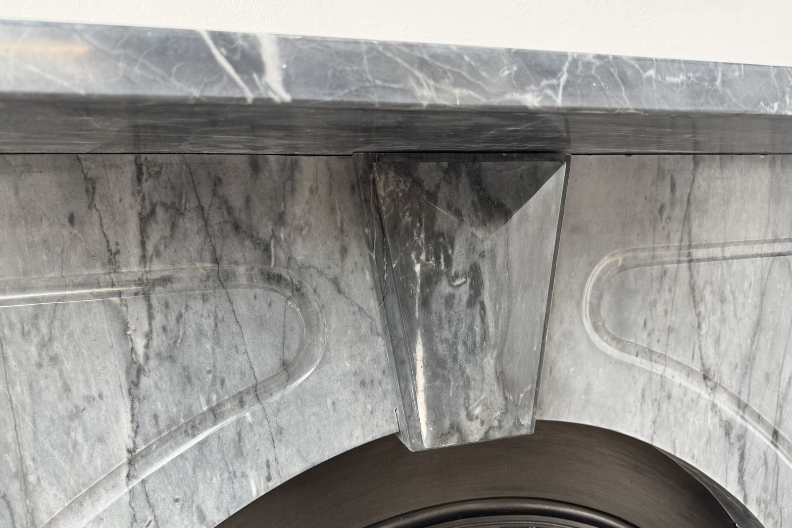 Antique Victorian Arched Grey Marble Fireplace Surround photo Home Fixtures