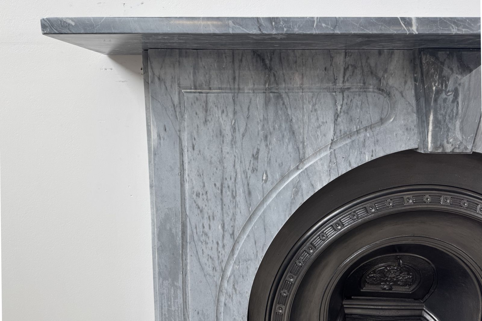 Antique Victorian Arched Grey Marble Fireplace Surround photo 2400.0