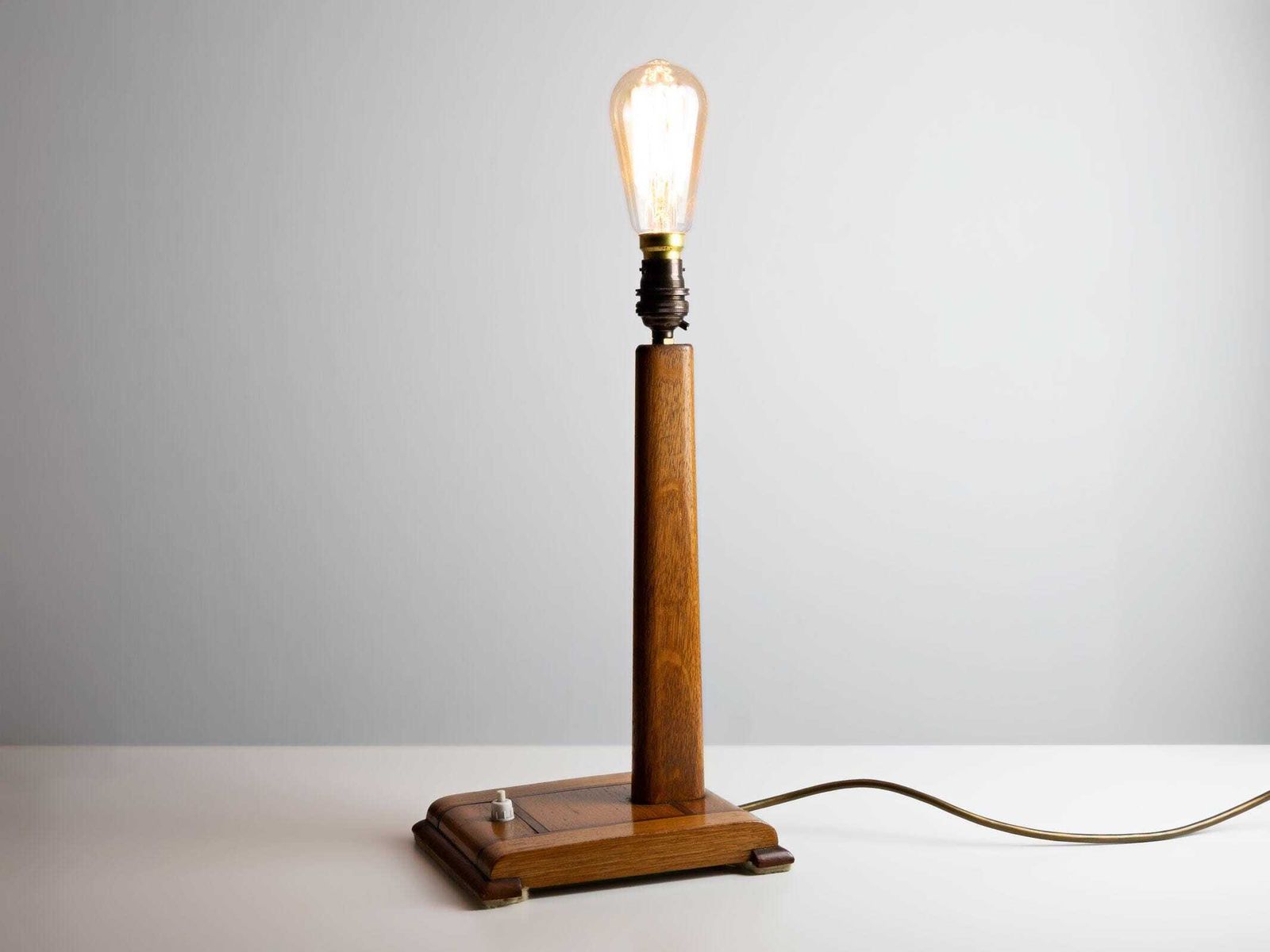 Vintage Art Deco Wooden Desk Lamp – Handmade, Rewired, Uk Plug photo Lighting