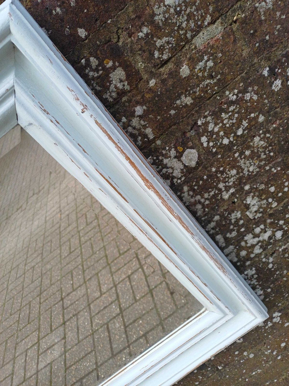 photo buy Large Chunky Painted Pine Mirror With Bevelled Glass Distressed Farrow And Ball Duck Egg Blue