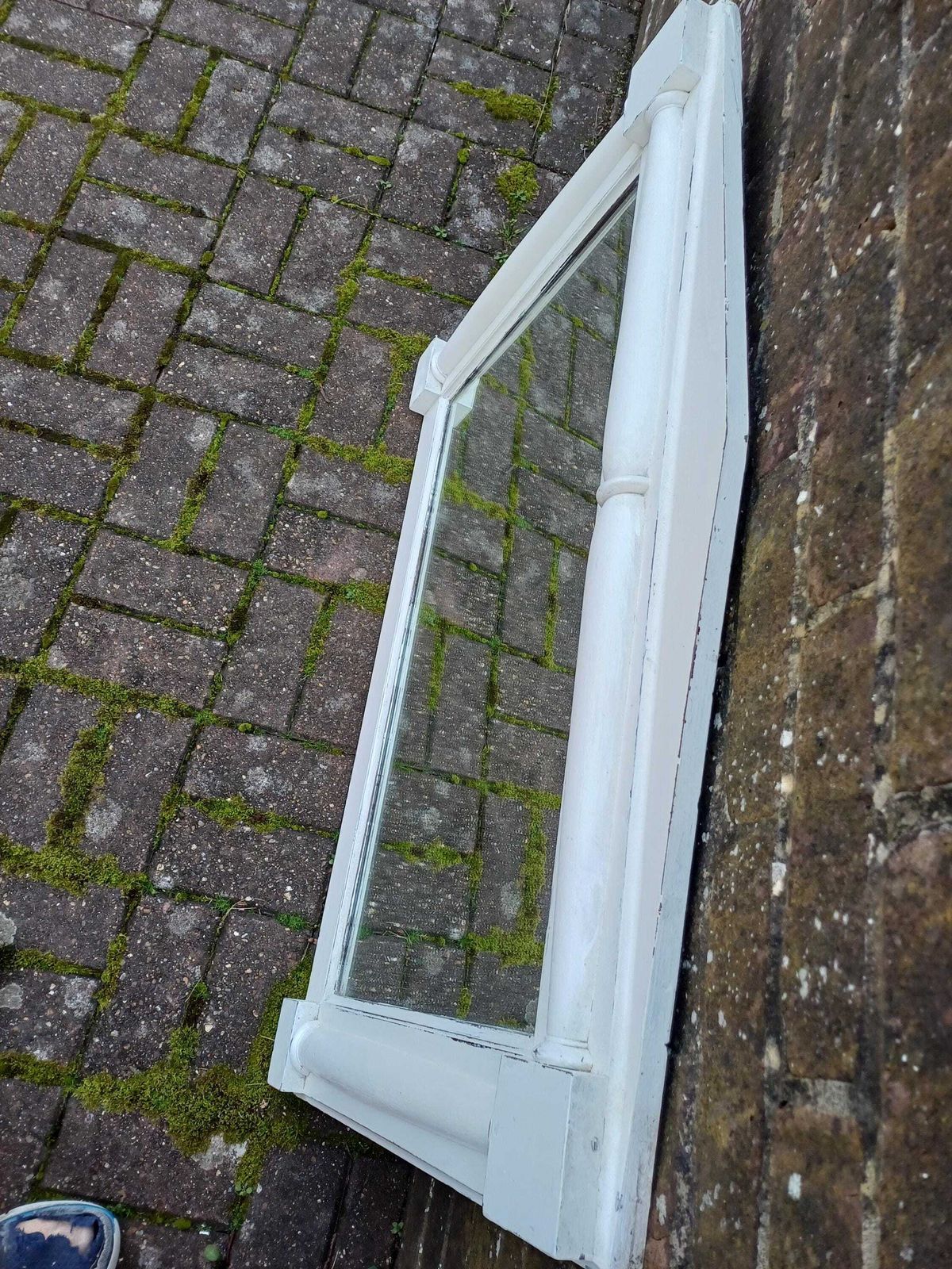 photo vintage Victorian Over Mantel Mirror Farrow And Ball Wimborne White Distressed Finish Mahogany Frame Original Glass Elegant