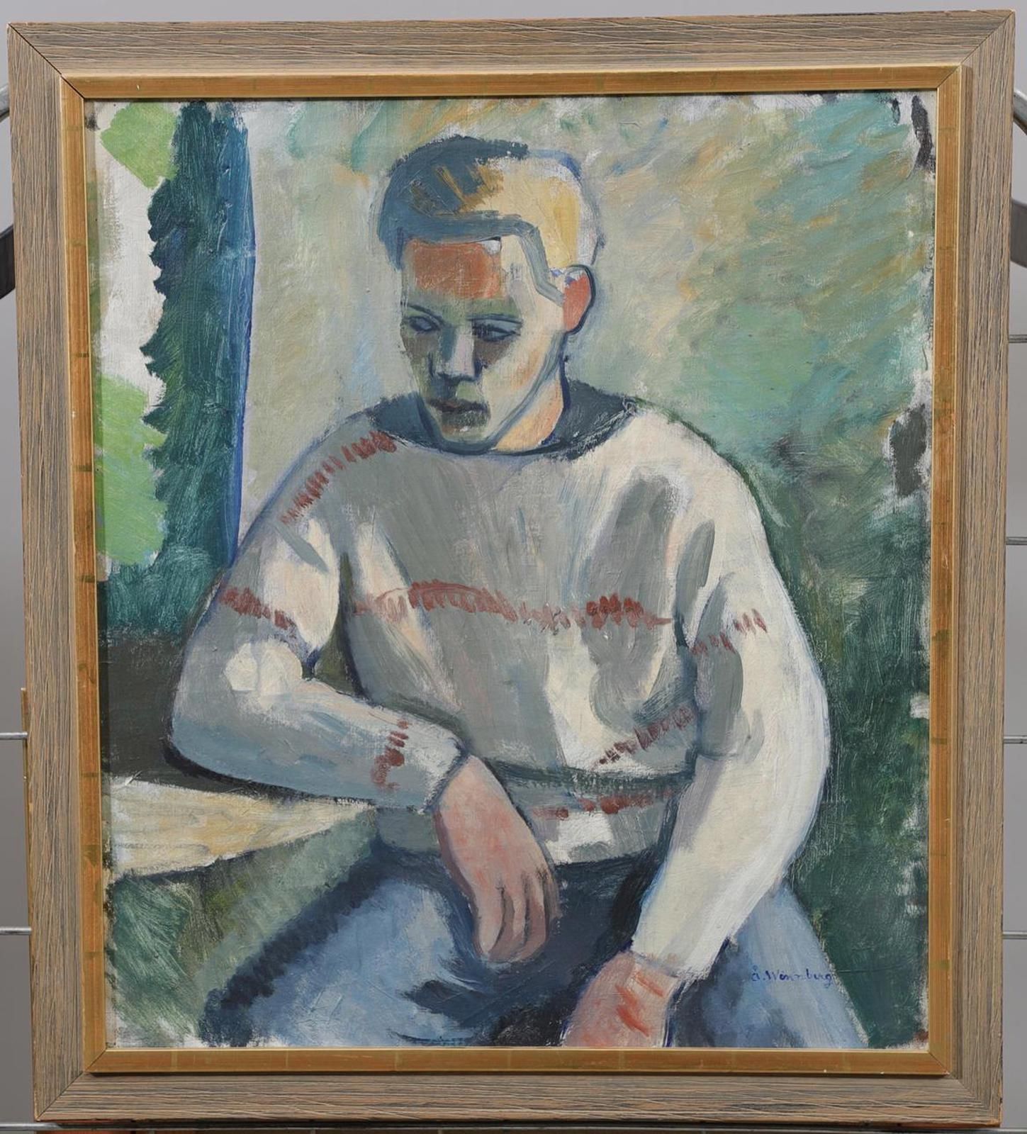 Original Mid Century Swedish Oil On Canvas – “Portrait Of A Man” By åke Winnberg – Vintage & Framed , 77 × 68 Cm (30.3" × 26.8") photo for sale