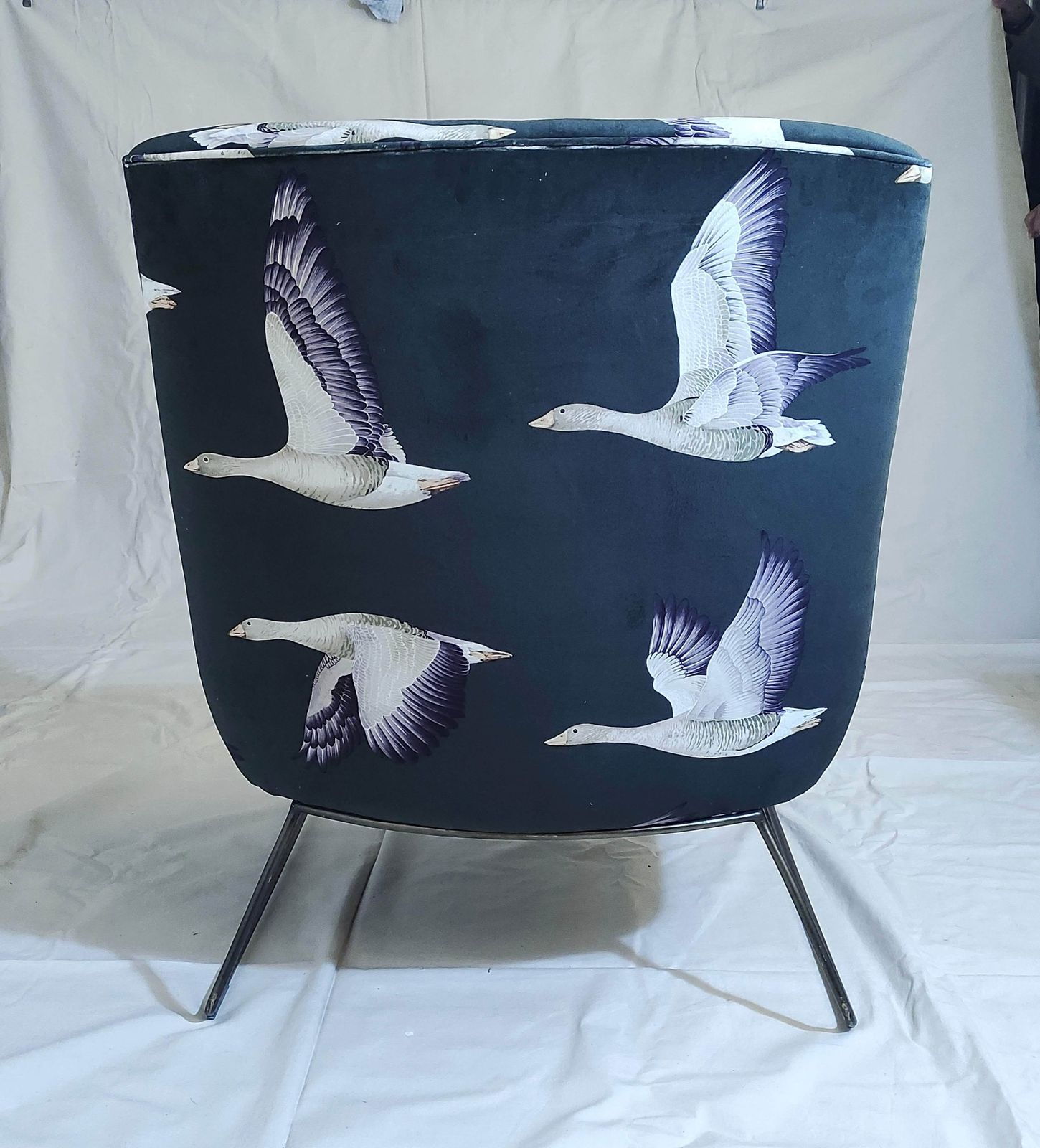 Pair Of Mid Century Lounge Chairs Reupholstered In Sanderson Designer Fabrics photo Furniture