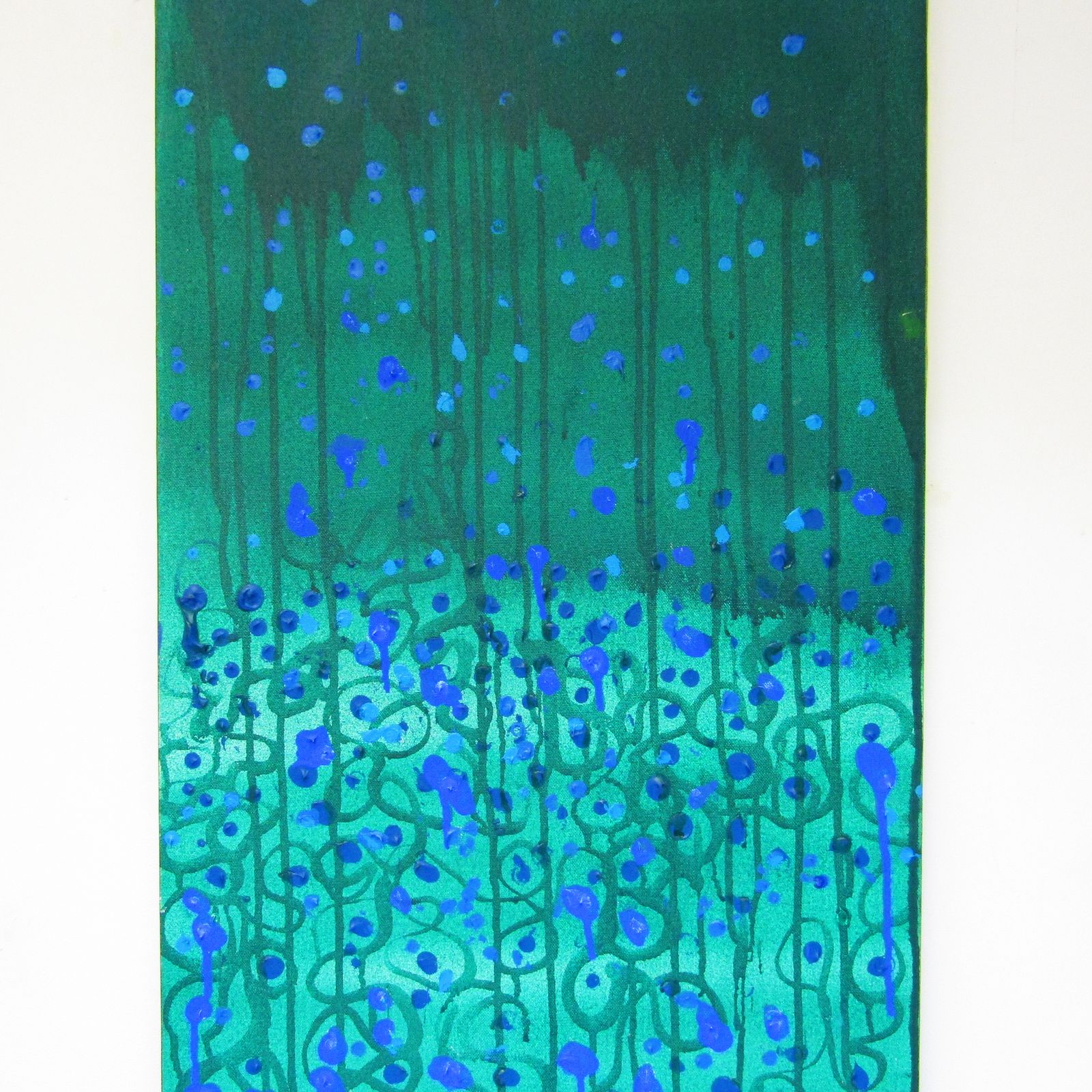 Large 1994 Abstract Acrylic On Canvas "Subaqua Garden" By John Plumb (1927–2008) photo vintage