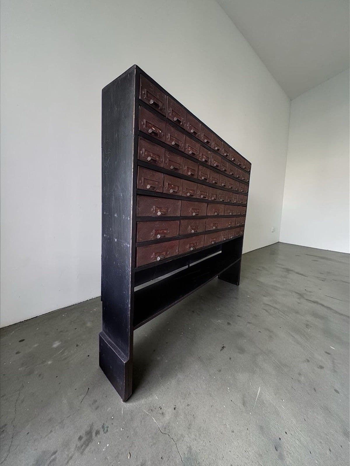 Vintage Industrial Pine & Metal Apothecary Chest Of Multi Drawers Label Holders photo furniture