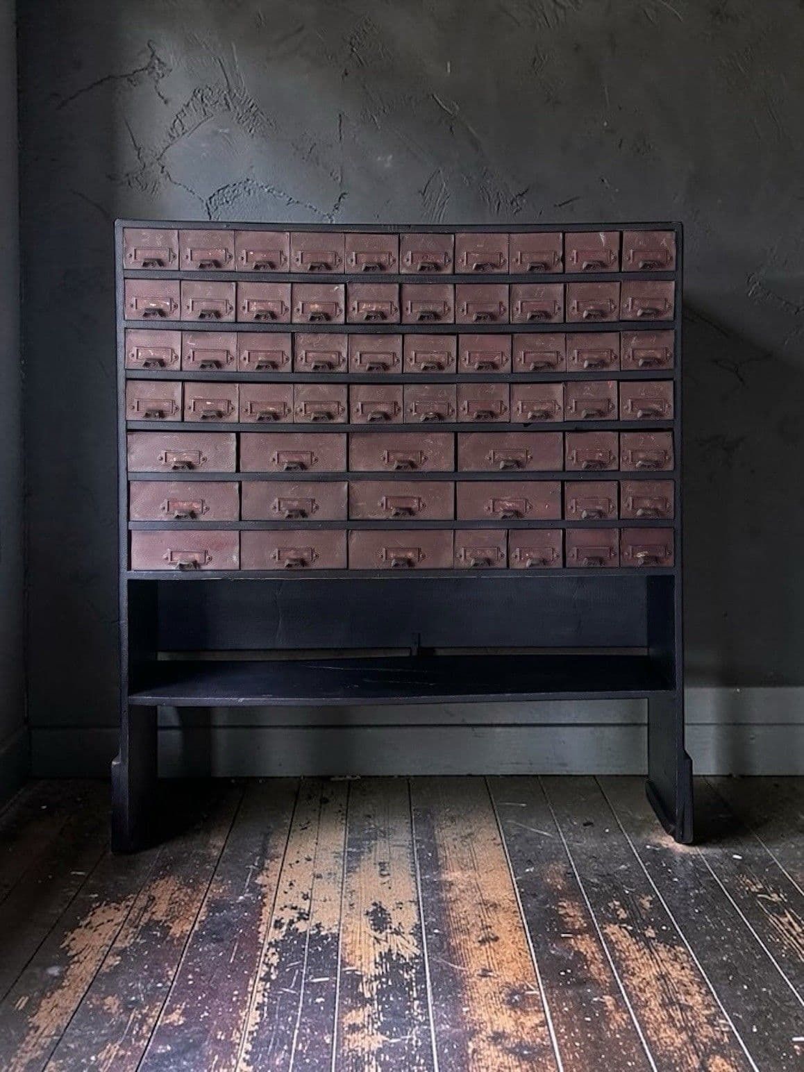 Vintage Industrial Pine & Metal Apothecary Chest Of Multi Drawers Label Holders photo buy