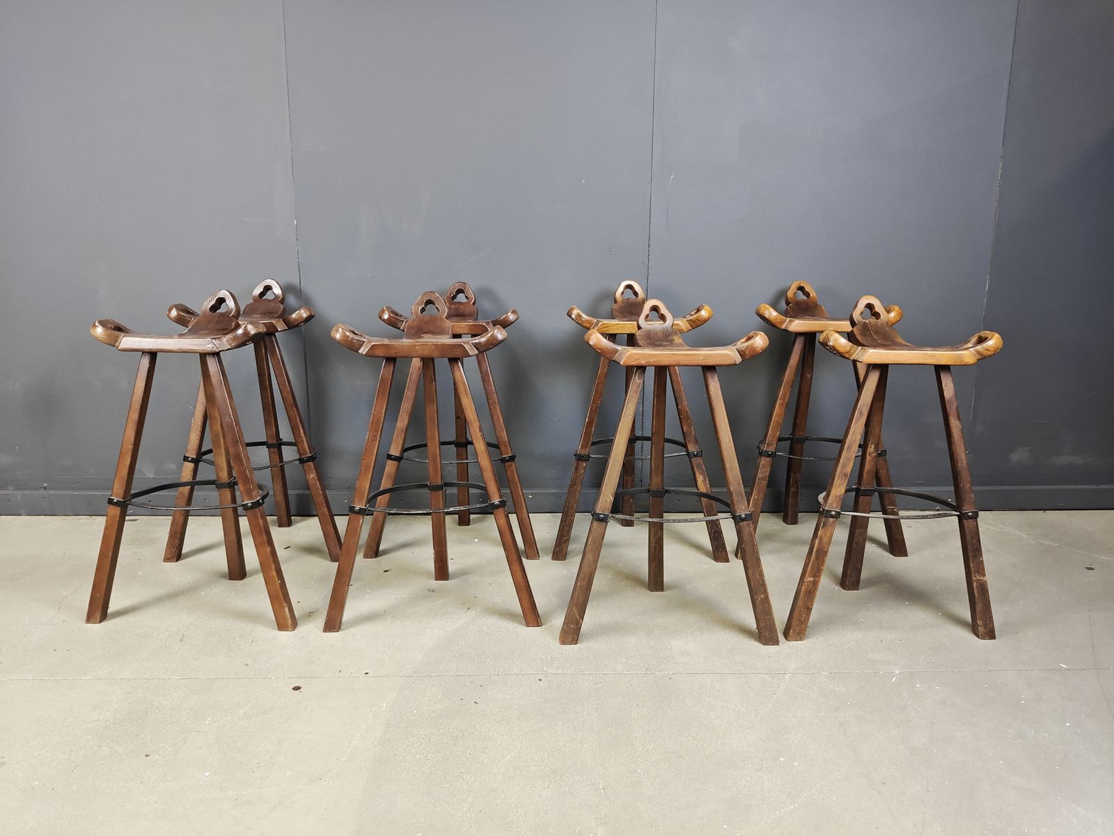 1250.0 Mid Century Brutalist Bar Stools   Set Of 8, 1960s photo