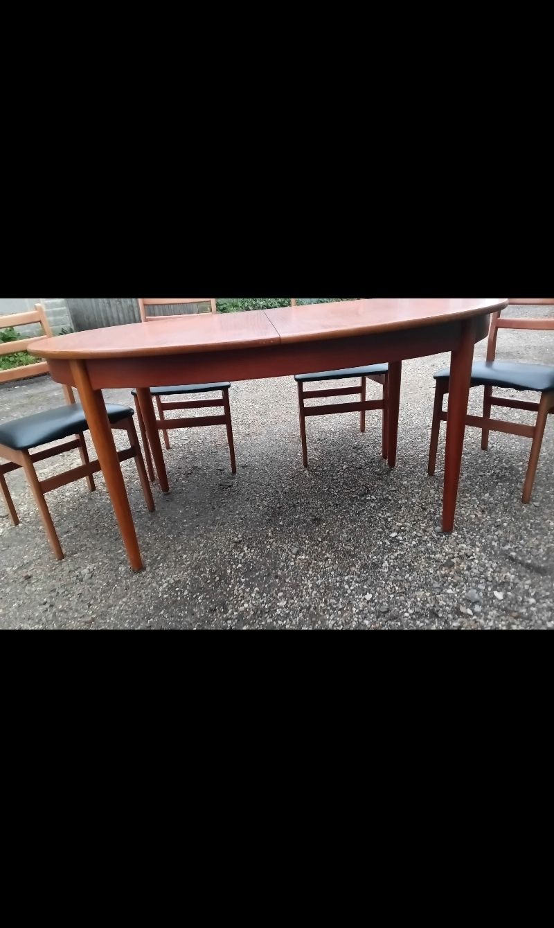 Vintage Teak Extending Dining Table With A Set Of 4 Chairs. photo for sale