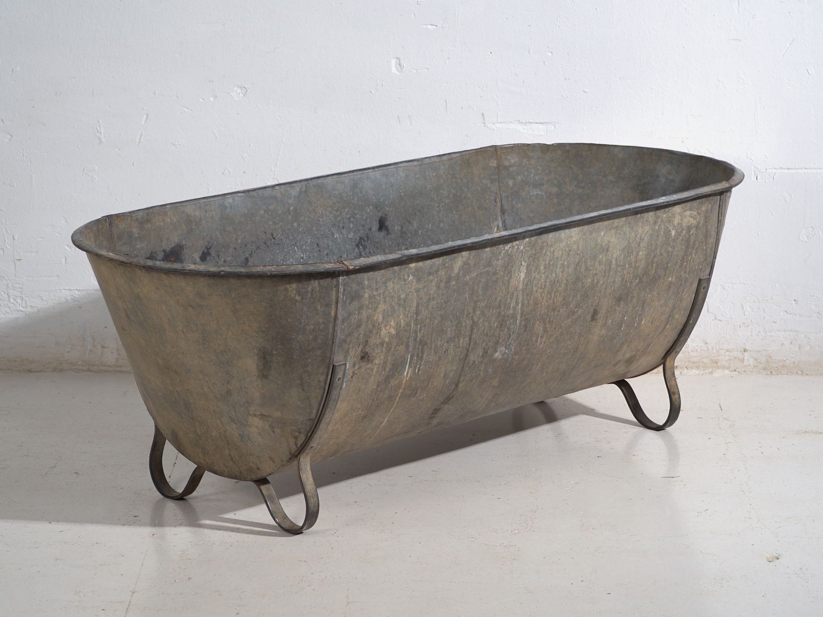 Antique Galvanized Zinc Bathtub – European Industrial Tub – Circa 1900 #7
