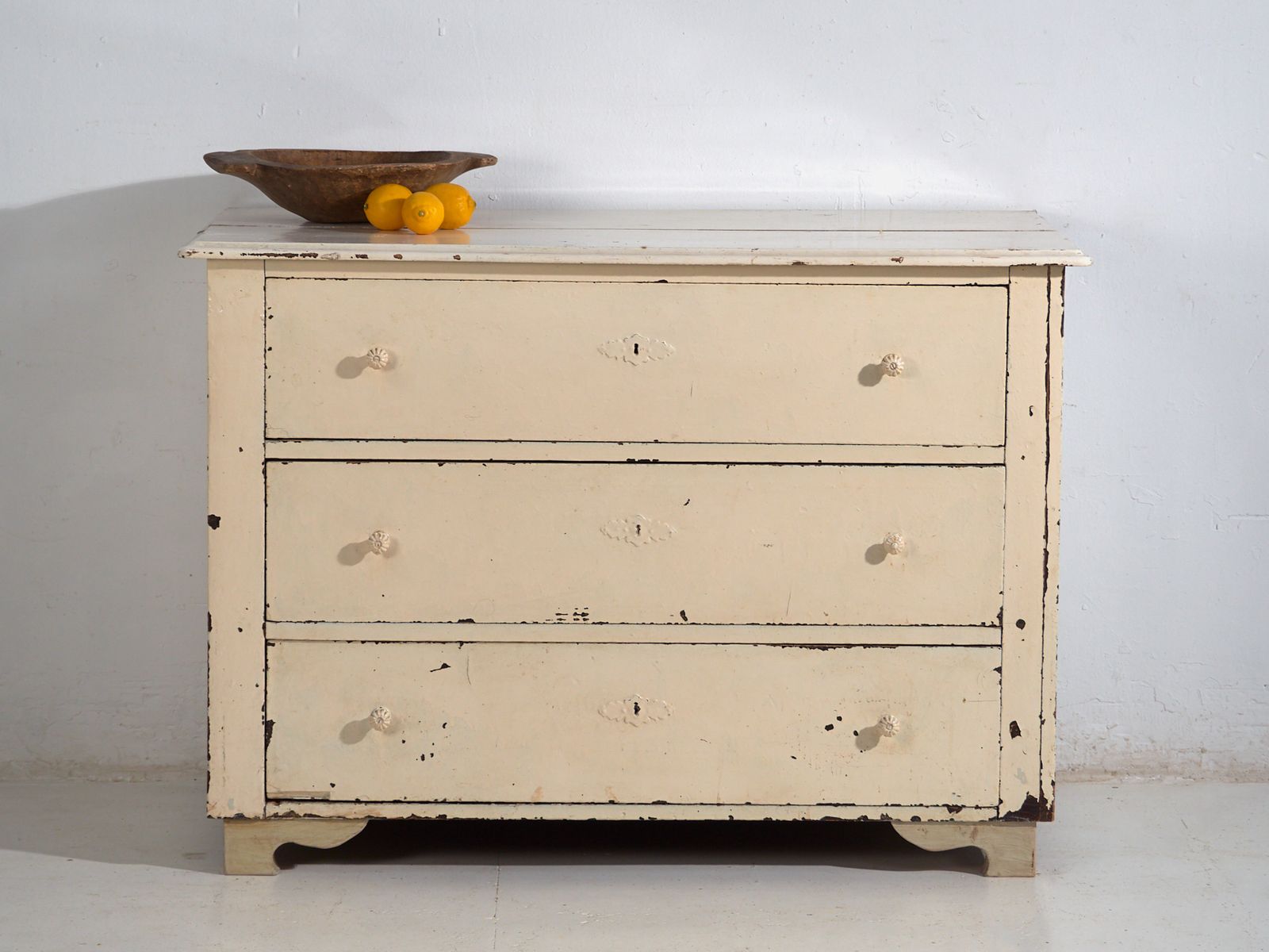 Furniture Antique Painted Pine Chest Of Drawers – Rustic European Distressed Dresser – Circa 1900 photo