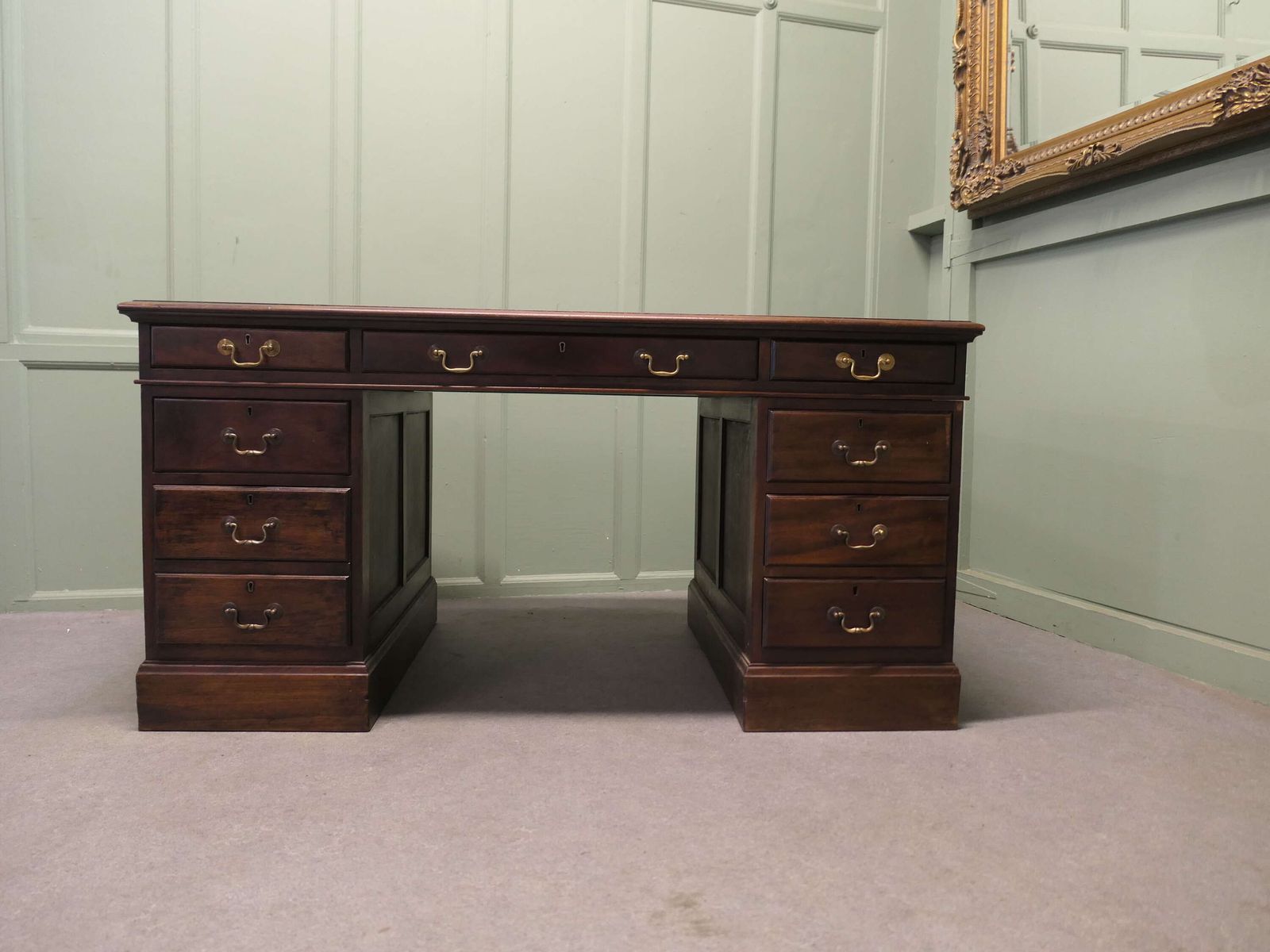 A Large Victorian Heavy Quality Pedestal Desk photo furniture