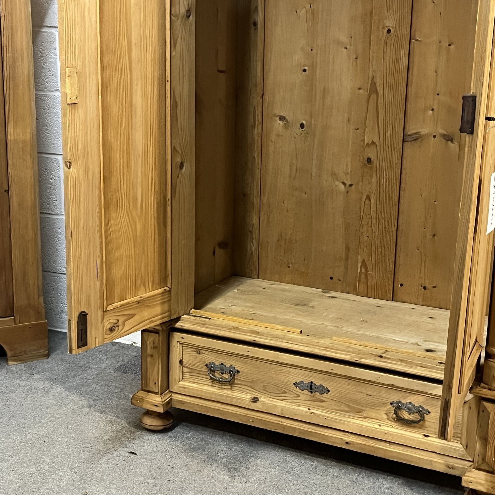 photo furniture Small Antique Pine Wardrobe With Bottom Drawer