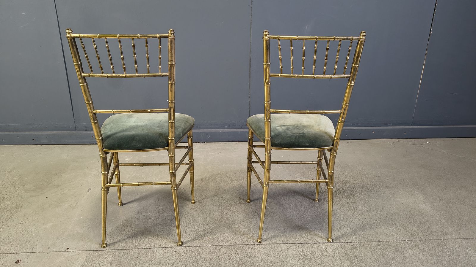 Pair Of Brass Faux Bamboo Chairs, 1960s photo vinterior
