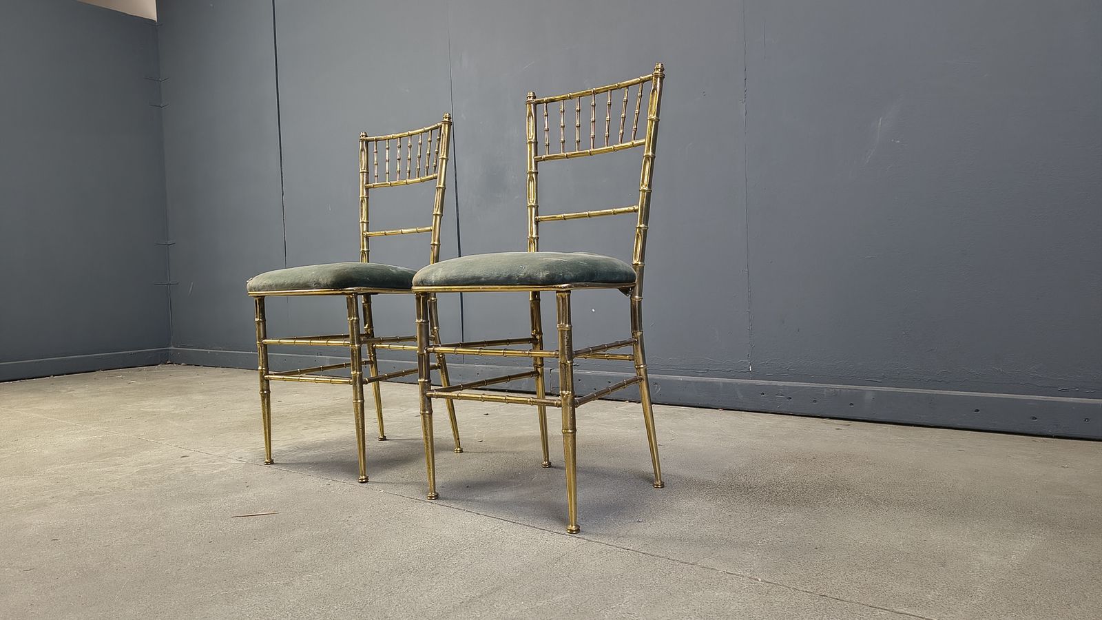 Pair Of Brass Faux Bamboo Chairs, 1960s photo vintage
