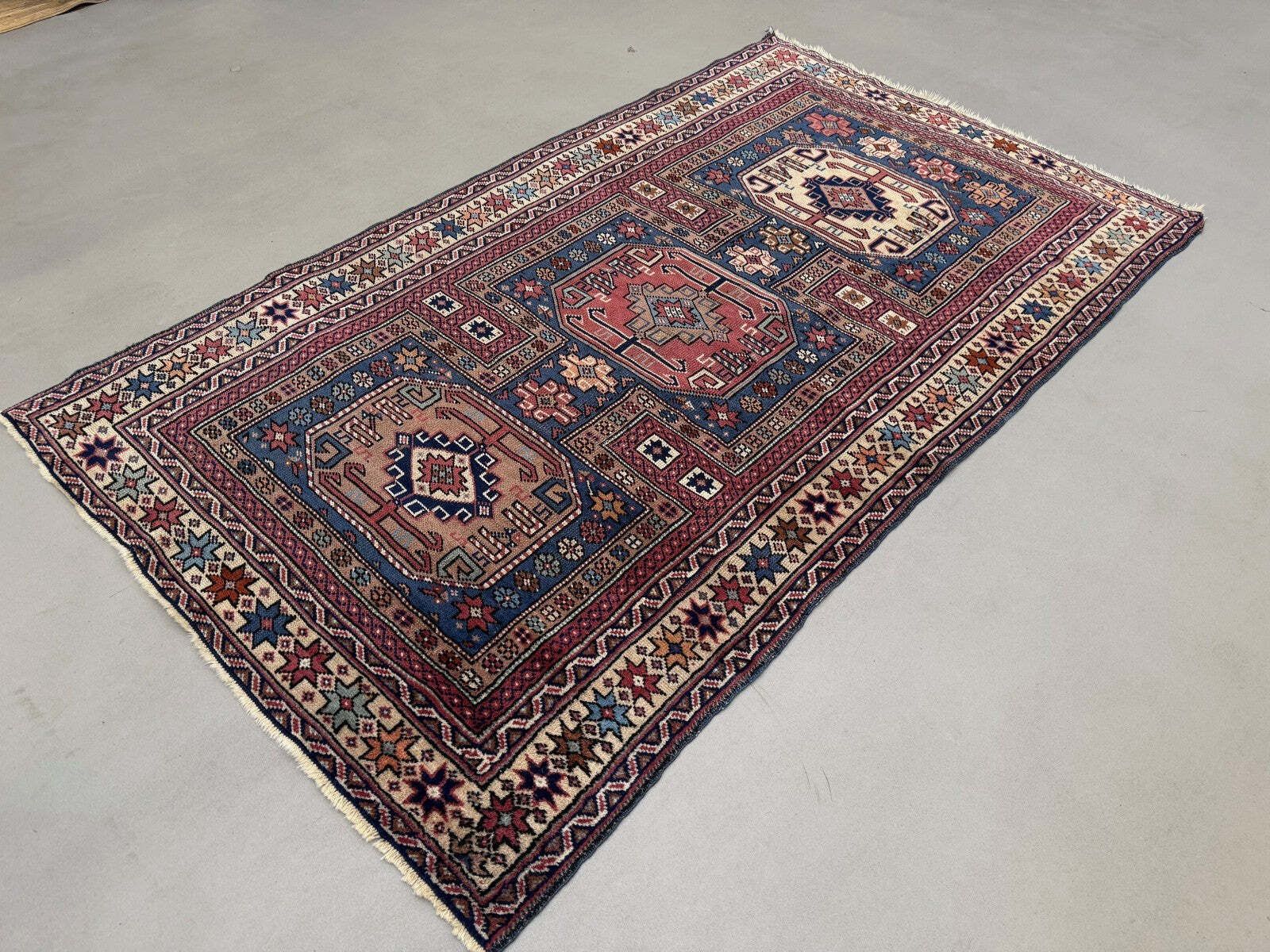 Antique Caucasian Rug 215x126 Cm Lesghi Star Tribal Kazak Rug Large 2522 photo vinterior