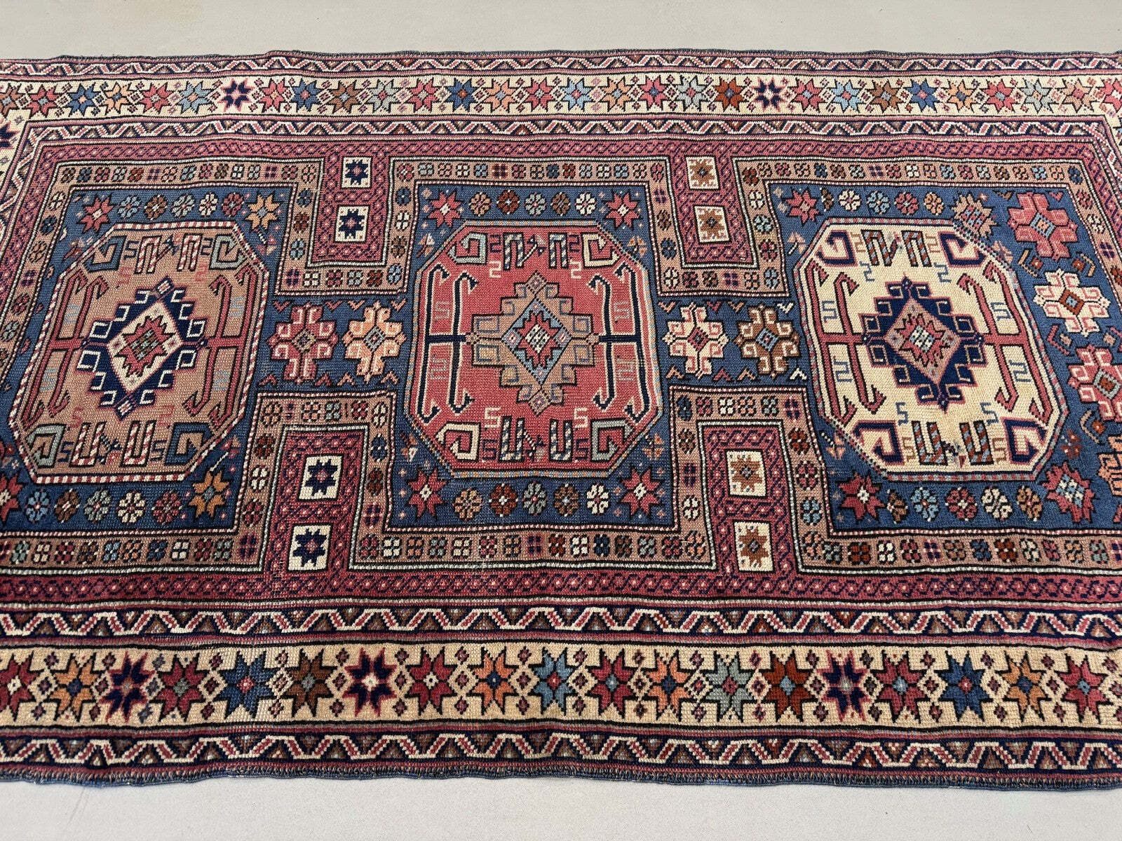Antique Caucasian Rug 215x126 Cm Lesghi Star Tribal Kazak Rug Large 2522 photo buy