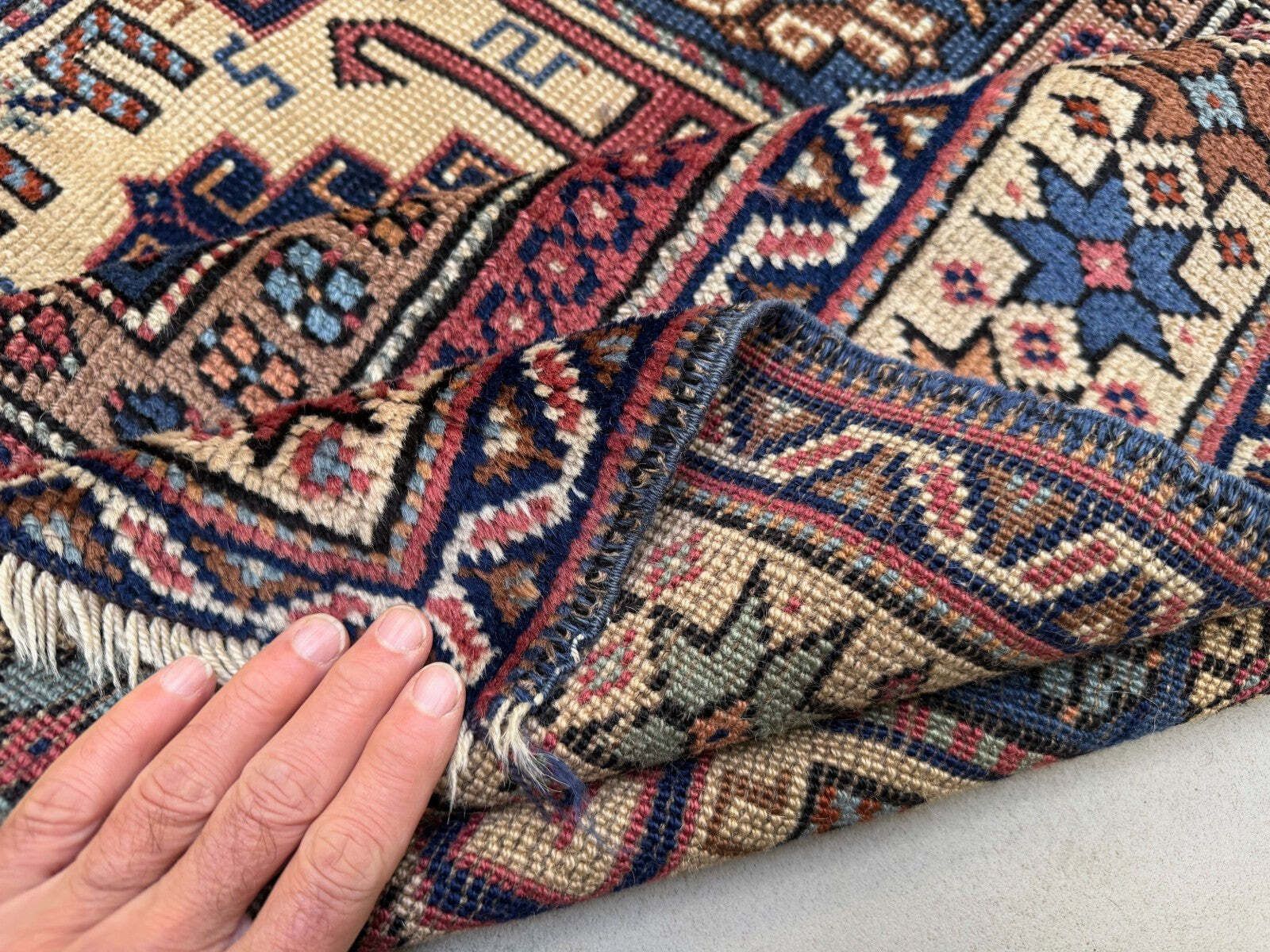 Textiles Antique Caucasian Rug 215x126 Cm Lesghi Star Tribal Kazak Rug Large 2522 photo