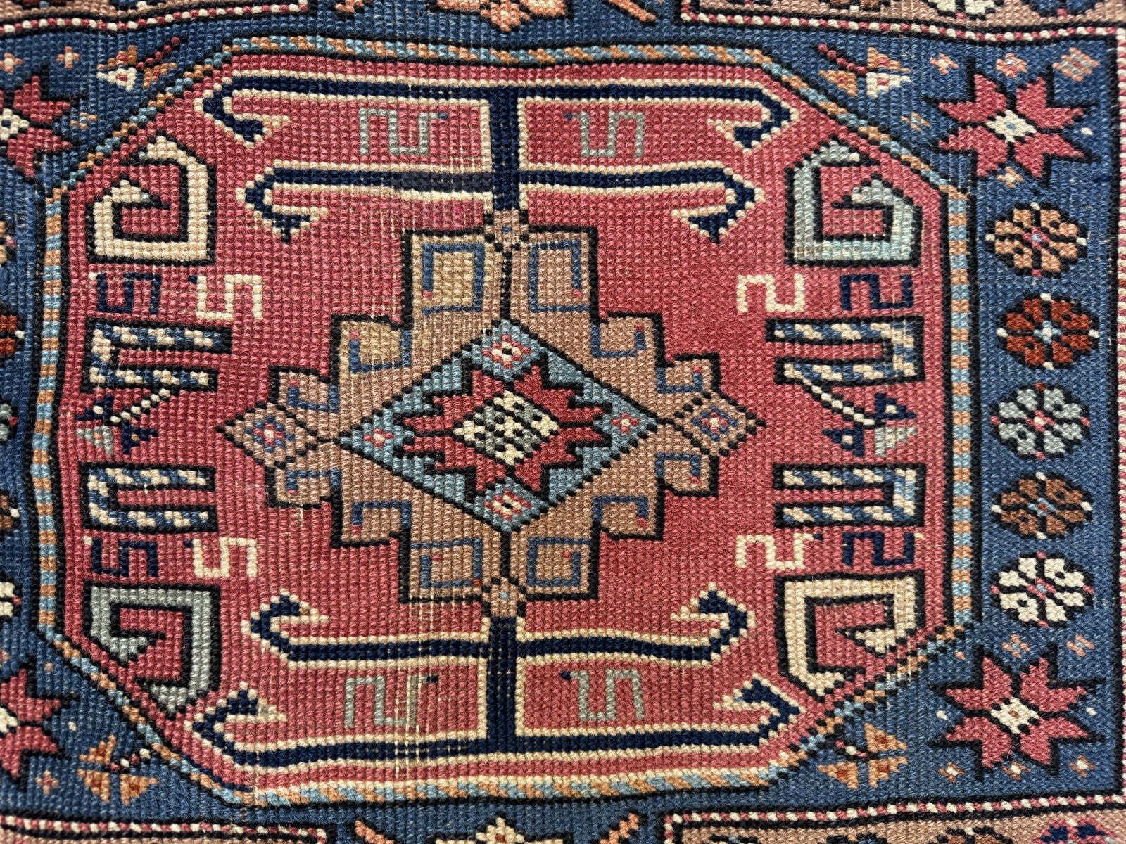photo buy Antique Caucasian Rug 215x126 Cm Lesghi Star Tribal Kazak Rug Large 2522